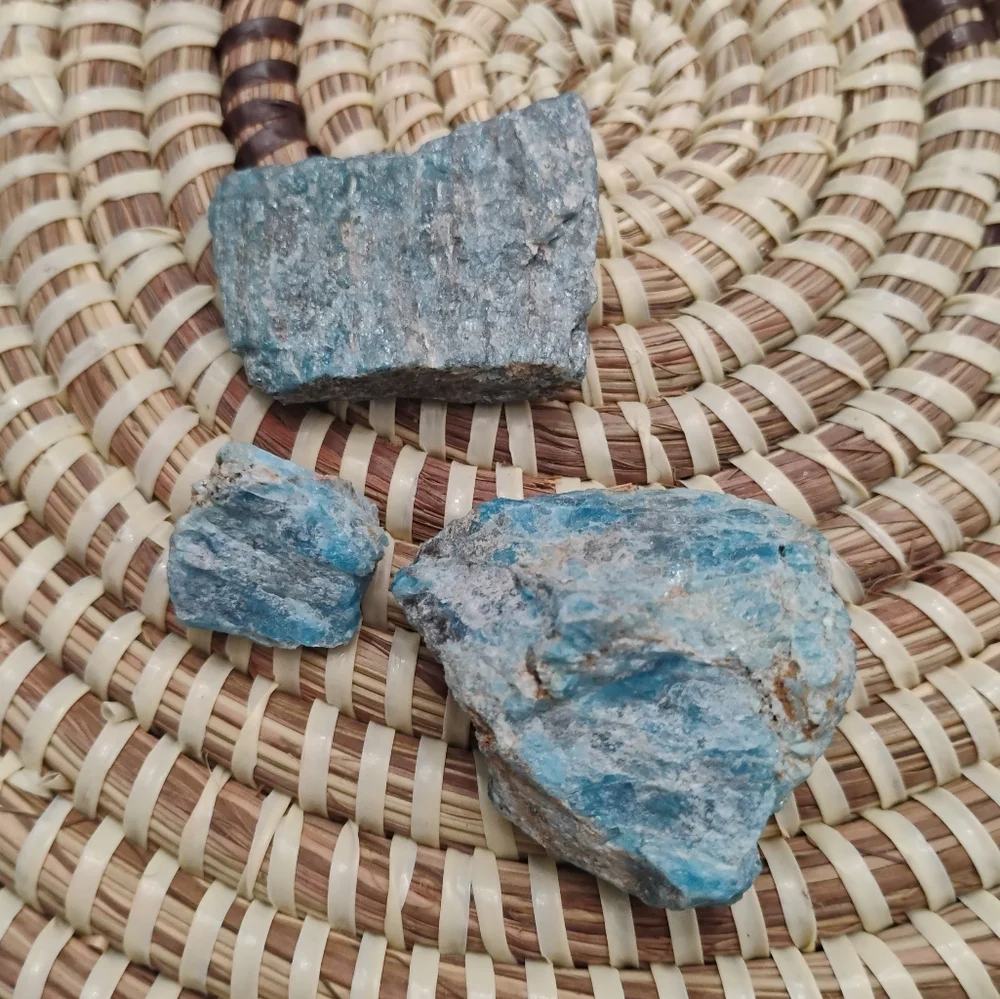 Natural Blue Apatite Stone Trio - Raw NEW